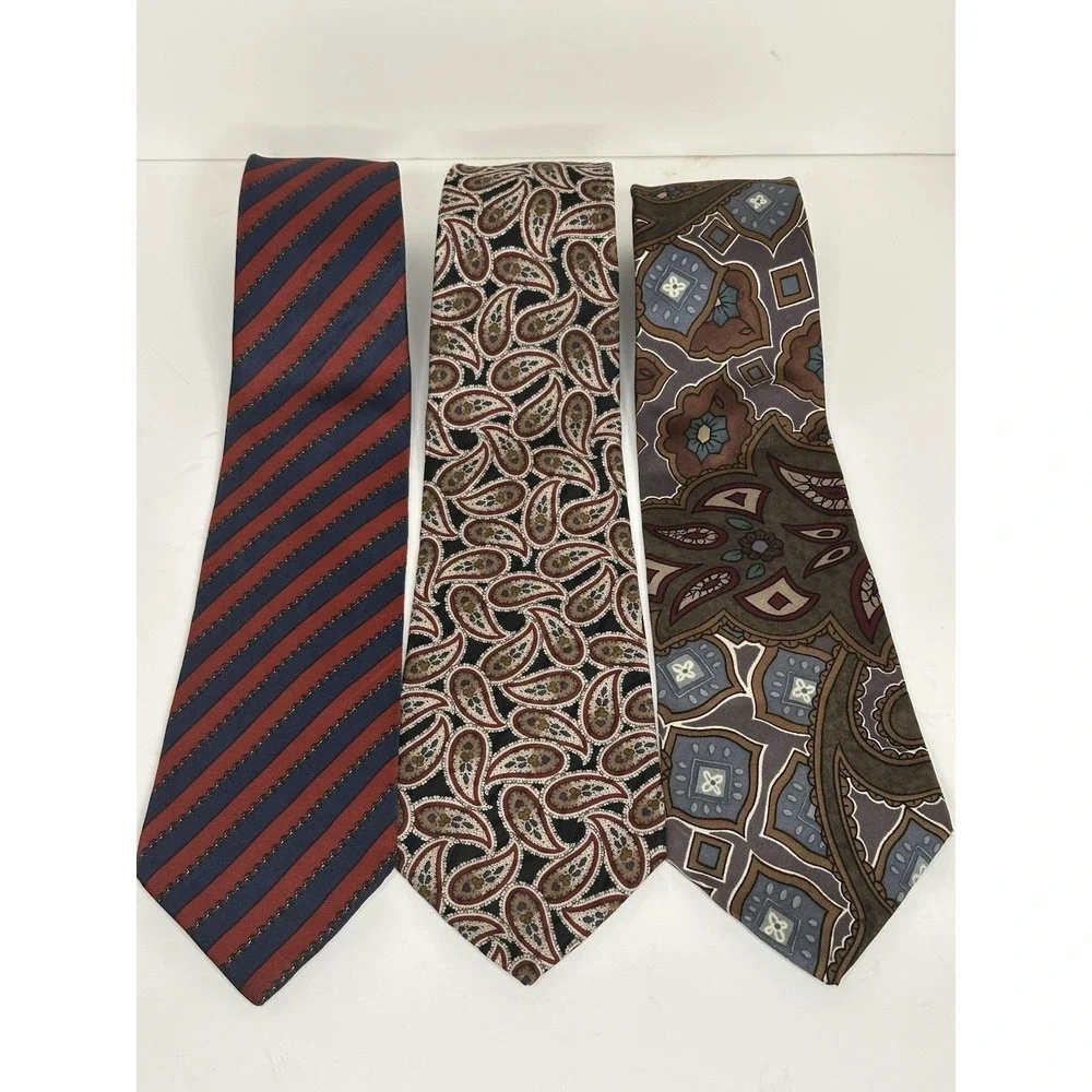 Guy LaRoche, Men's Vintage Silk Neckties, Lot Of 3, Multicolor/Pattern